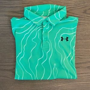 Under Armour, Youth L, green golf polo.